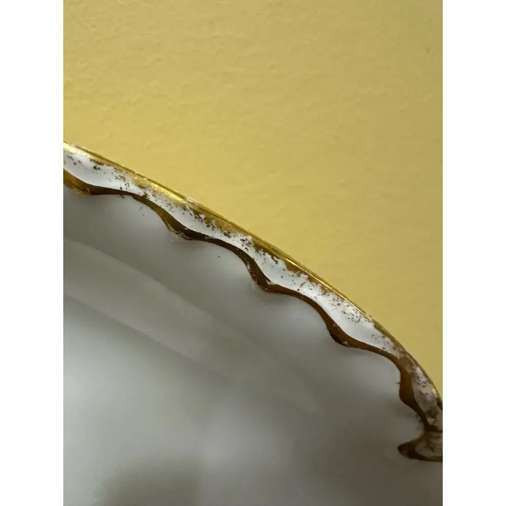 Vintage Haviland France Porcelain Plate Scalloped Gold Rim Elegant Dining Decor‎